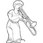 Dibujo para colorear Dibujo De Chico Trompetista Tocando La Trompeta Para Pintar Y Colorear