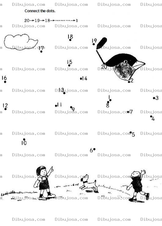 Dibujo para colorear Conecta 20 puntos para completar la figurita
