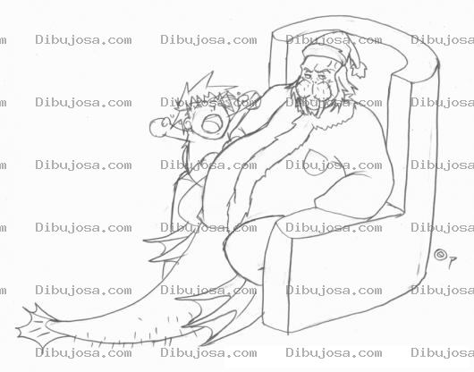 Dibujo para colorear Dibujo De Santa Claus Con Cuerpo De Morsa Para Pintar Y Colorear