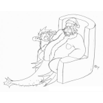 Dibujo para colorear Dibujo De Santa Claus Con Cuerpo De Morsa Para Pintar Y Colorear