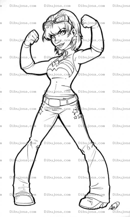 Dibujo para colorear Dibujo De Chica Fuerte Fit Y Musculosa Pra Pintar Y Colorear