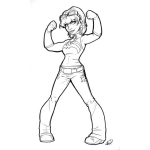 Dibujo para colorear Dibujo De Chica Fuerte Fit Y Musculosa Pra Pintar Y Colorear