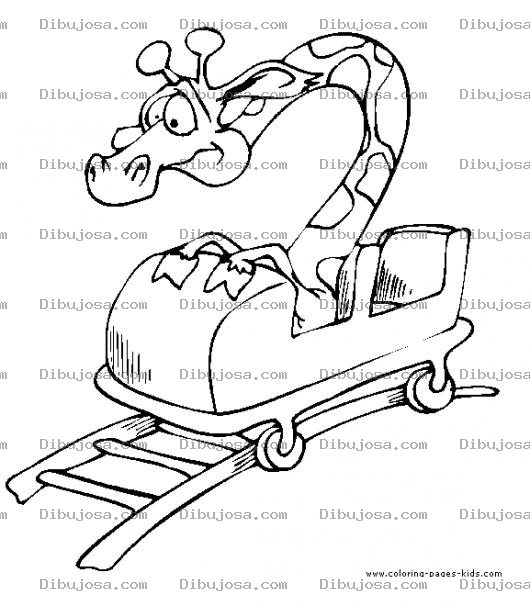 Dibujo para colorear Dibujo De Jirafa En Montana Rusa Para Pintar Y Colorear