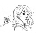 Dibujo para colorear Dibujo De Rubia Tentada Por Un Anillo De Diamante Para Pintar Y Colorear