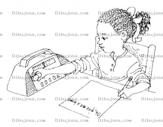 Dibujo para colorear Dibujo De Una Negrita Escuchando La Radio Y Escribiendo Una Carta Para Pintar Y Colorear