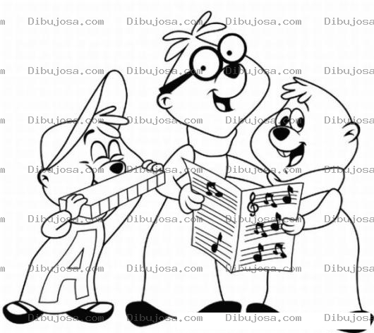 Dibujo para colorear Dibujo De Albin Y Las Ardillas Cantando Para Pintar Y Colorear