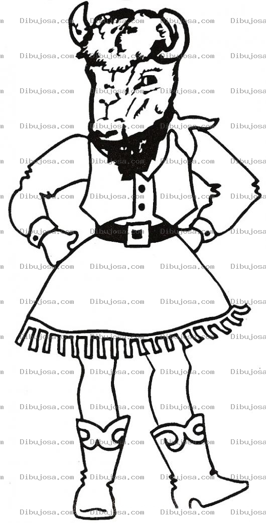 Dibujo para colorear Dibujo De Nina Con Mascara De Bufalo Para Pintar Y Colorear Chica Bufalo