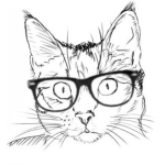 Dibujo para colorear Dibujo De Gato Con Lentes Para Pintar Y Colorear