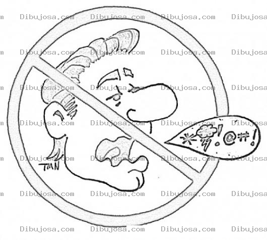 Dibujo para colorear Por Favor Cuide Su Vocabulario Dibujo De Cartel De Prohibido Decir Malas Palabras Vulgaridades E Improperios Para Pintar Y Colorear