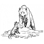 Dibujo para colorear Dibujo De Lobo Con Oso Para Pintar Y Colorear