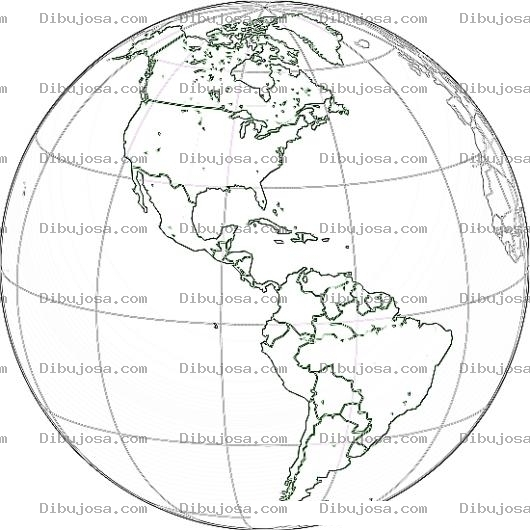Dibujo para colorear Dibujo Del Planeta Tierra Con Mapa De America Para Pintar Y Colorear El Mundo Con Norte America Centro America Y Sur America