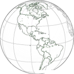 Dibujo para colorear Dibujo Del Planeta Tierra Con Mapa De America Para Pintar Y Colorear El Mundo Con Norte America Centro America Y Sur America