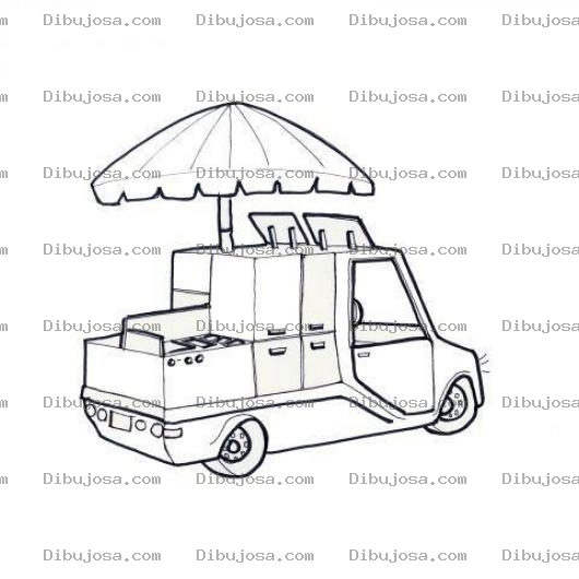 Dibujo para colorear Dibujo De Carro Vendedor De Helados Para Pintar Y Colorear