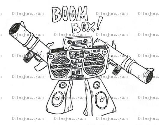 Dibujo para colorear Dibujo De Robot Musical Para Pintar Y Colorear Robot Radiograbadora De Cassette