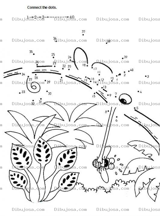 Dibujo para colorear Conecta cuarenta puntos para completar al camaleon