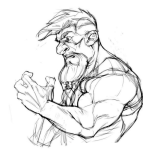 Dibujo para colorear Dibujo De Viejo Musculoso Y Enojado Para Pintar Y Colorear