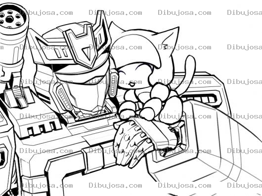 Dibujo para colorear Dibujo De Transformer Con Gatita Para Pintar Y Colorear