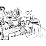 Dibujo para colorear Dibujo De Transformer Con Gatita Para Pintar Y Colorear