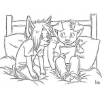 Dibujo para colorear Dibujo De Perra Y Perro En La Cama Para Pintar Y Colorear Pareja De Perritos En Una Cama