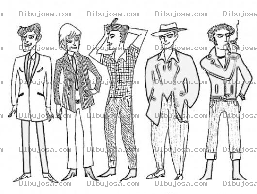Dibujo para colorear Dibujo De Hombres A La Moda Para Pintar Y Colorear Modelos Hombres En Pasarela