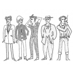 Dibujo para colorear Dibujo De Hombres A La Moda Para Pintar Y Colorear Modelos Hombres En Pasarela