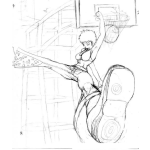 Dibujo para colorear Dibujo De Una Mujer Clavando Una Pelota De Basket Ball Para Pintar Y Colorear Mujer Basquetbolista Dunkeando Una Pelota En El Aro