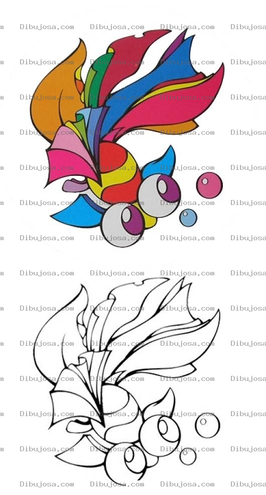 Dibujo para colorear Colorear pez de colores con muestra