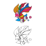 Dibujo para colorear Colorear pez de colores con muestra
