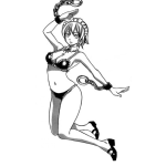Dibujo para colorear Dibujo De Mujer En Calzoneta De Dos Piezas Con Grilles En Las Munecas Para Pintar Y Colorear