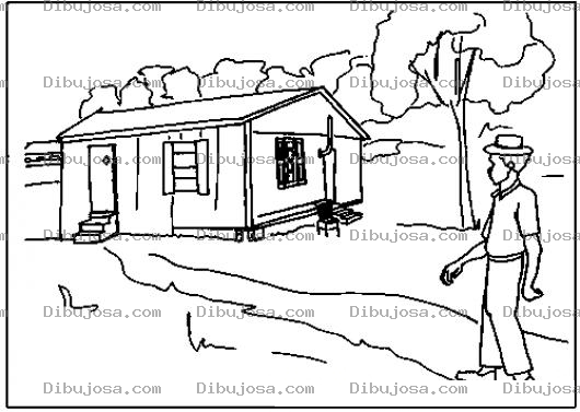 Dibujo para colorear Dibujo De Granjero Camino Hacia Su Casa Para Pintar Y Colorear