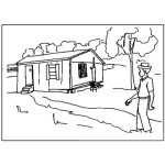 Dibujo para colorear Dibujo De Granjero Camino Hacia Su Casa Para Pintar Y Colorear