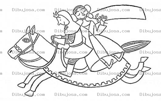 Dibujo para colorear Dibujo De Princesa A Caballo Olinedo Una Rosa A Lado De Su Principe Azul Para Pintar Y Colorear