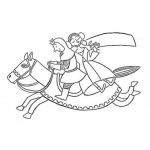 Dibujo para colorear Dibujo De Princesa A Caballo Olinedo Una Rosa A Lado De Su Principe Azul Para Pintar Y Colorear