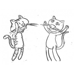 Dibujo para colorear El Encuentro De Los Gatos Para Pintar Y Colorear Dos Gatos A Punto De Darse Un Abrazo
