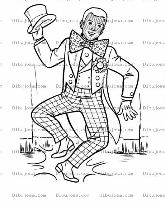 Dibujo para colorear Dibujo De Al Jolson Pintado Y Vestido De Negrito Para Pintar Y Colorear