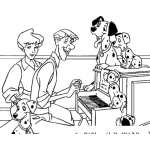 Dibujo para colorear Dibujo De Pianista Con Dalmatas En Su Piano Para Pintar Y Colorear