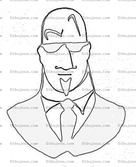 Dibujo para colorear Dibujo De Guardaespaldas Con Lentes Y Barbita Para Pintar Y Colorear