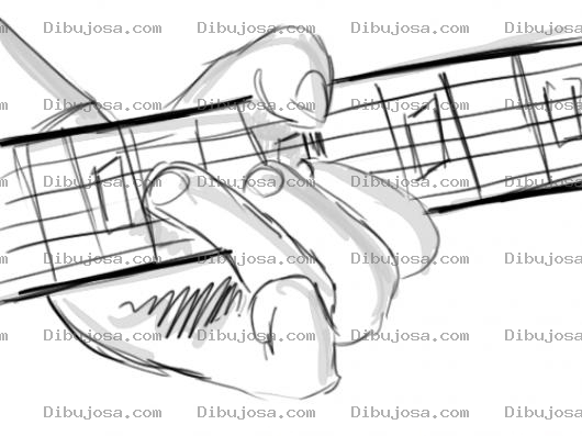 Dibujo para colorear Dibujo De Mano Tocando Guitarra Para Pintar Y Colorear