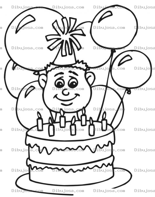 Dibujo para colorear Dibujo De Celebracion De Cumpleanos Para Pintar Y Colorear Nino Celebrando Su Cumplenaos Numero 7 Con 1 Pastel 7 Velitas Y 7 Globos