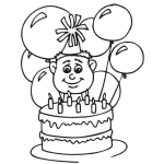 Dibujo para colorear Dibujo De Celebracion De Cumpleanos Para Pintar Y Colorear Nino Celebrando Su Cumplenaos Numero 7 Con 1 Pastel 7 Velitas Y 7 Globos