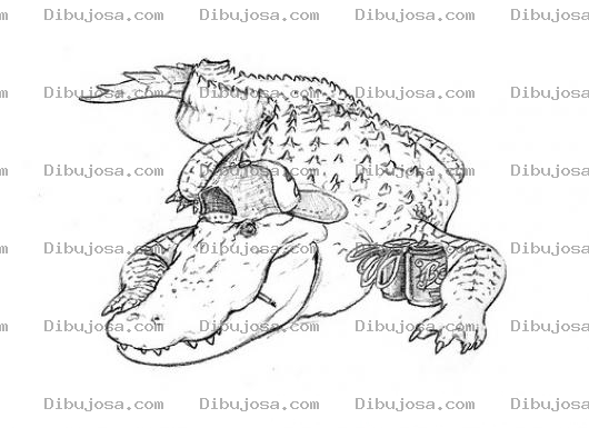 Dibujo para colorear Dibujo De Lagarto Con Gorra Para Pintar Y Colorear