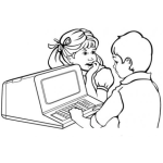 Dibujo para colorear Dibujo De Chica Enamorada De Un Chico Informatico Para Pintar Y Colorear Una Computadora Vieja