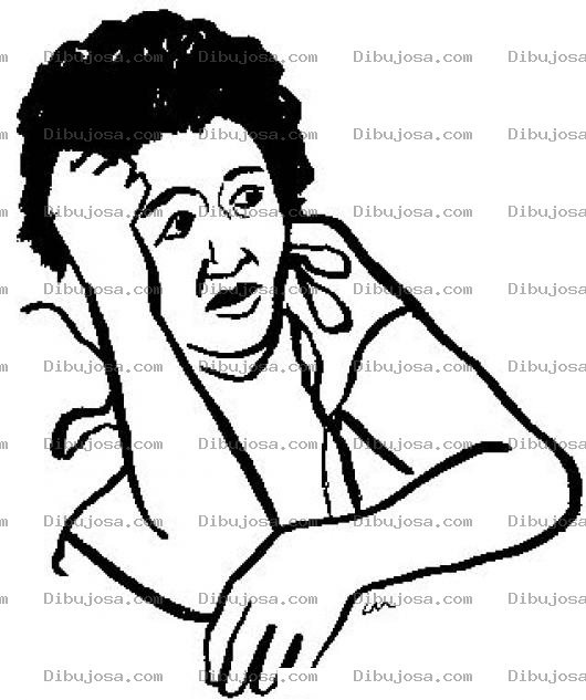 Dibujo para colorear Dibujo De Mujer Angustiada Pasando Penas Para Pintar Y Colorear