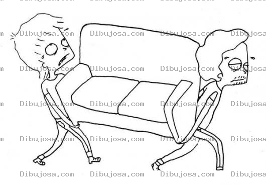 Dibujo para colorear Dibujo De Ladrones Robando Un Sofa Para Pintar Y Colorear