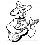 Dibujo para colorear Dibujo De Mexicano Con Guitarra Y Sombrero Charro Para Pintar Y Colorear