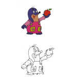Dibujo para colorear Colorear topo con una manzana