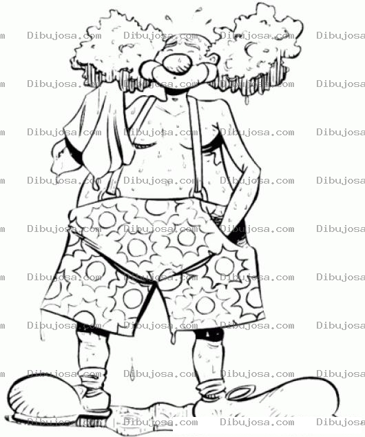 Dibujo para colorear Dibujo De Payaso Saliendo De La Ducha Para Pintar Y Colorear Payasito Recien Banado Y Mojado