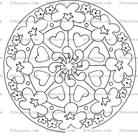 Dibujo para colorear Mandalas Para Colorear Flores Y Corazones