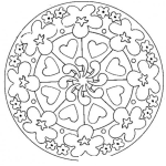 Dibujo para colorear Mandalas Para Colorear Flores Y Corazones