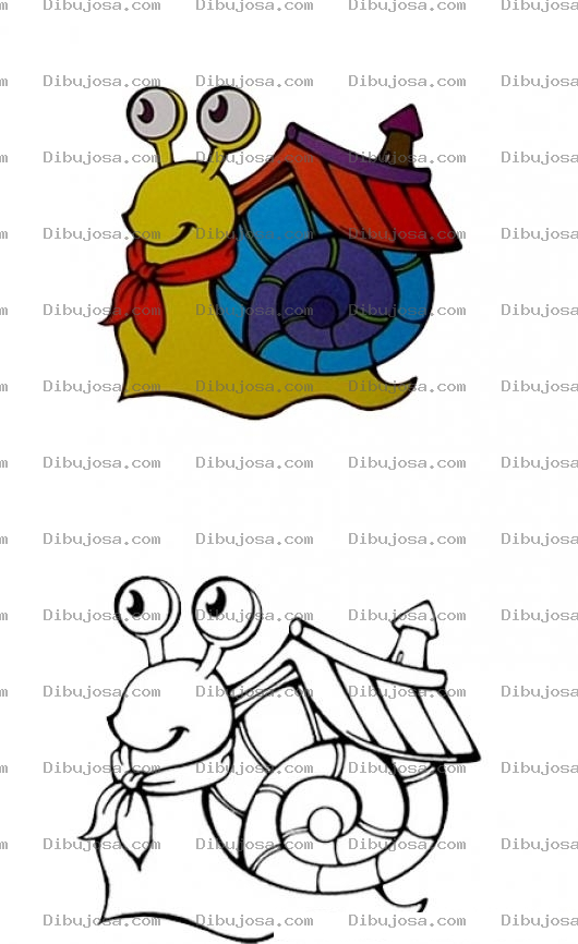 Dibujo para colorear Colorear caracolito arrastrando su casita